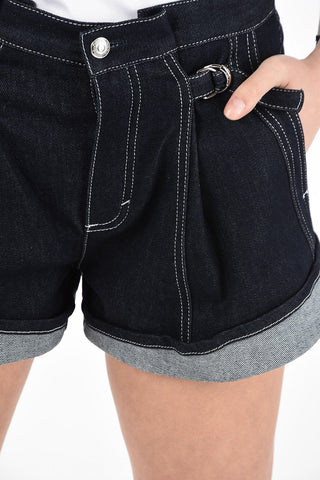 Shorts in Denim a Vita Alta 