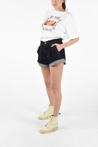 Shorts in Denim a Vita Alta 