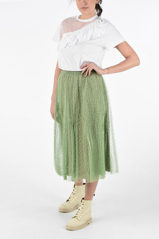 Tulle Polka Dot Accordion Skirt with Elastic Waist Band