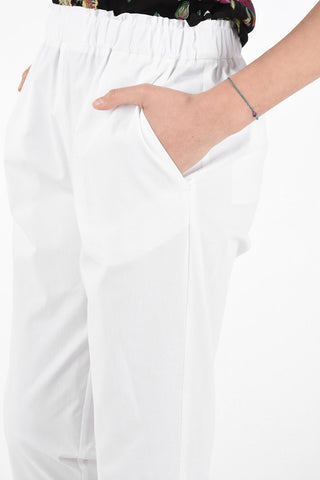 Stretch Cotton Flush Pocket Pants with Elastic Waist Band