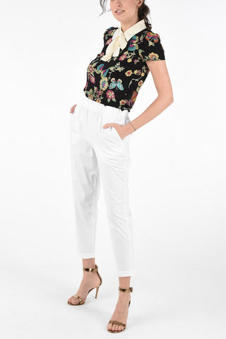 Stretch Cotton Flush Pocket Pants with Elastic Waist Band