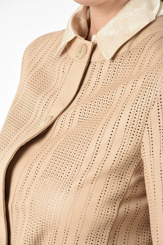 Laser Cut Leather 3/4 Sleeve Duster Coat
