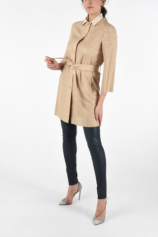 Laser Cut Leather 3/4 Sleeve Duster Coat