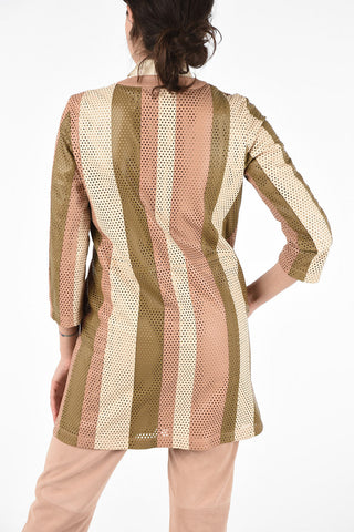 Laser Cut Leather 3/4 Sleeve Duster Coat