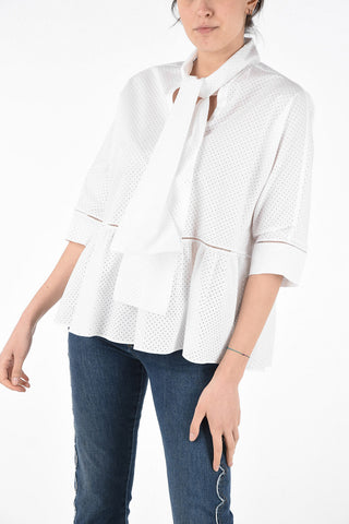 Tie Neck Peplum Blouse