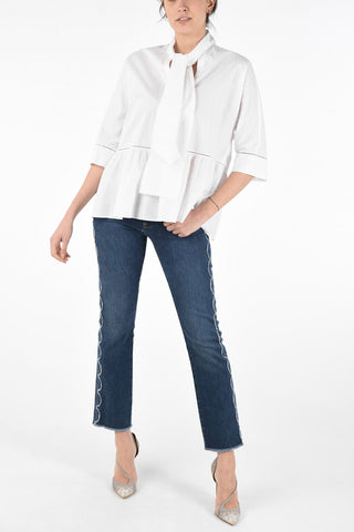 Tie Neck Peplum Blouse