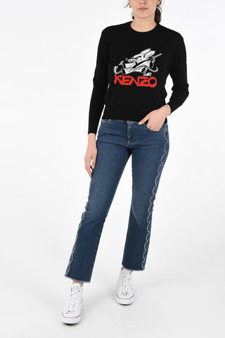 Maglia Girocollo in Lana Ricamata 