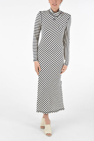 Vestito a Maniche Lunghe in Cotone Stripe 