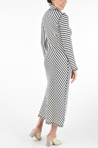 Vestito a Maniche Lunghe in Cotone Stripe 