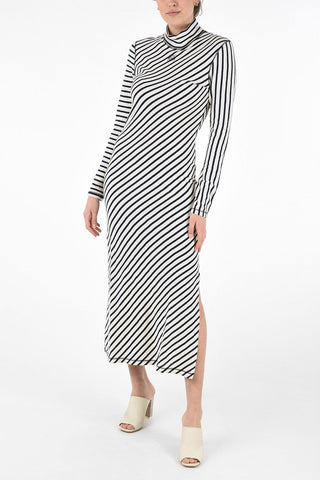 Vestito a Maniche Lunghe in Cotone Stripe 