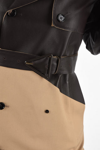 Wool Double-Breasted Trench with Leather Details and Belt 