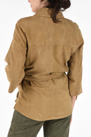 Suede Leather Blazer with Belt