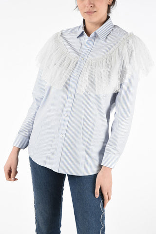 Pencil Striped Shirt with Polka Dot Tulle Applications