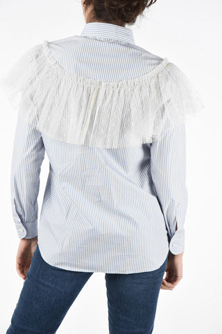 Pencil Striped Shirt with Polka Dot Tulle Applications