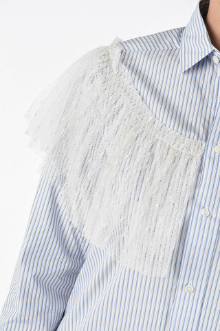 Pencil Striped Shirt with Polka Dot Tulle Applications