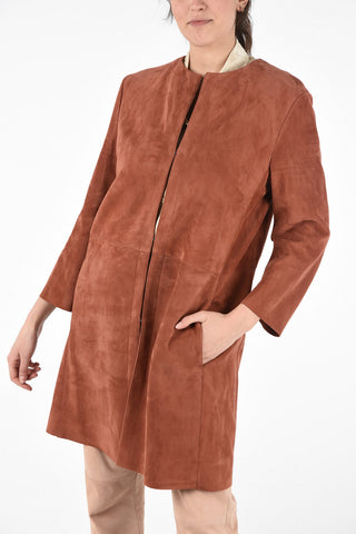 Suede Leather Duster Coat