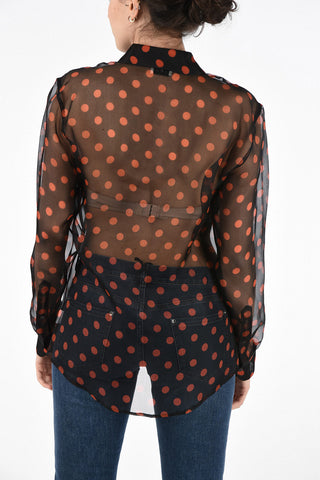 Camicia Collo Francese CLAVELLY in Chiffon a Pois