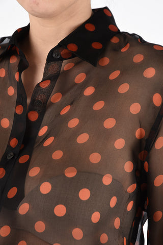 Camicia Collo Francese CLAVELLY in Chiffon a Pois