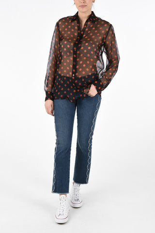 Camicia Collo Francese CLAVELLY in Chiffon a Pois