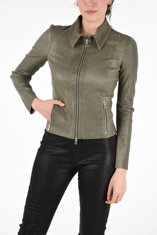 Leather Jacket with Zip Closure