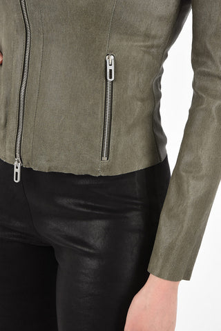 Leather Jacket with Zip Closure