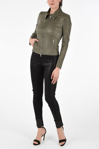 Leather Jacket with Zip Closure
