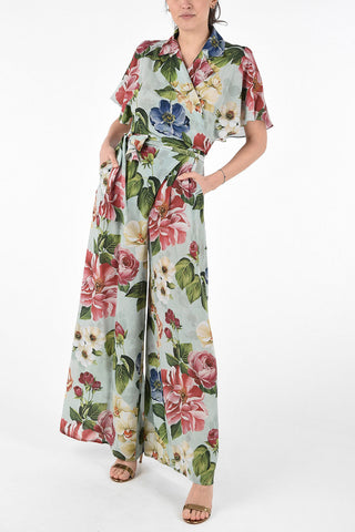 Floral Silk Dress with Wrap Closure 
