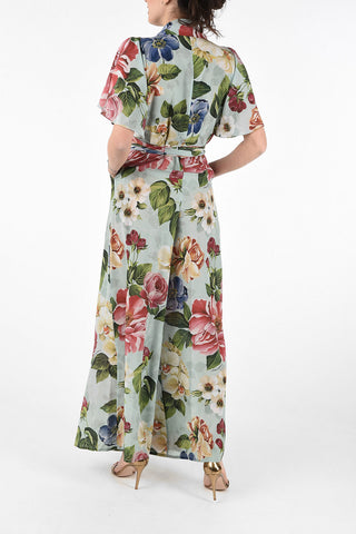 Floral Silk Dress with Wrap Closure 