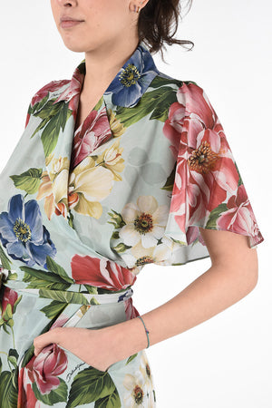 Floral Silk Dress with Wrap Closure