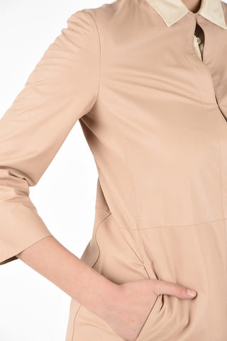 Leather 3/4 Sleeve Duster Coat