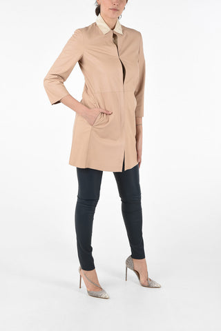 Leather 3/4 Sleeve Duster Coat