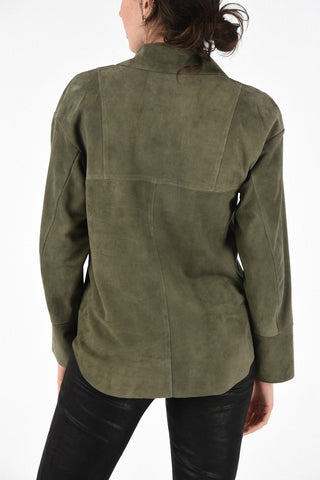 V-Neck Suede Leather Tunic
