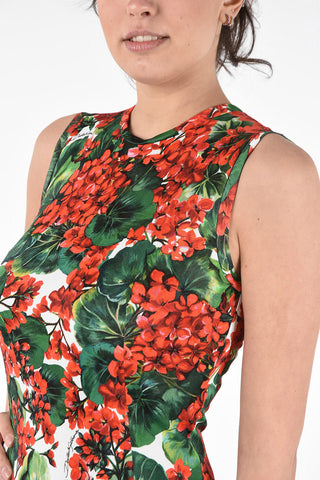 Sleeveless Floral Floor Dress with Zip Closure