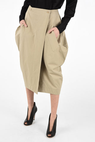 Cotton Wrap Skirt with Flush Pockets 