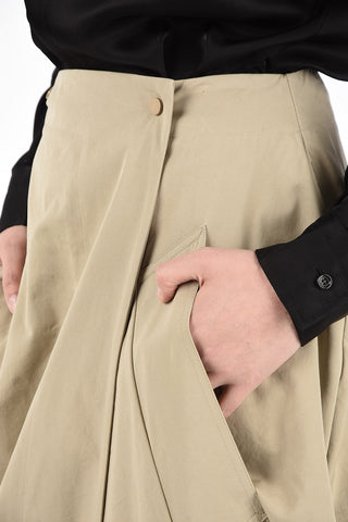 Cotton Wrap Skirt with Flush Pockets 