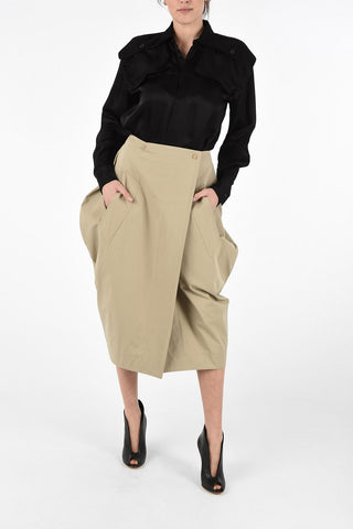 Cotton Wrap Skirt with Flush Pockets 
