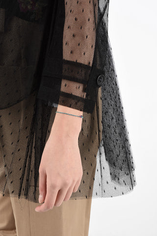 Tulle Double-Breasted Trench with Belt