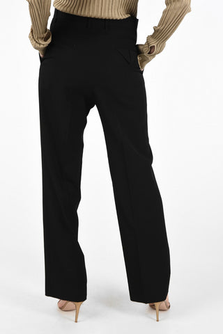 Wool Straight Fit Pants with Hidden Closure
