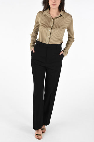 Wool Straight Fit Pants with Hidden Closure