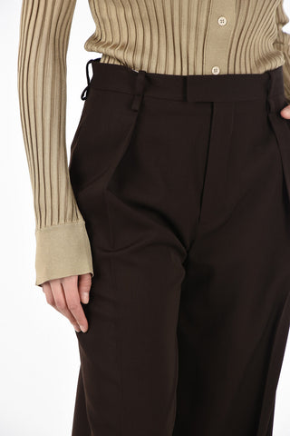 Pantaloni Palazzo a Una Pince con Chiusura a Scomparsa 