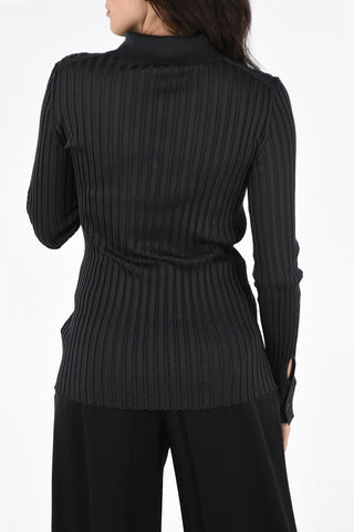 Silk Ribbed Slim Fit Cardigan