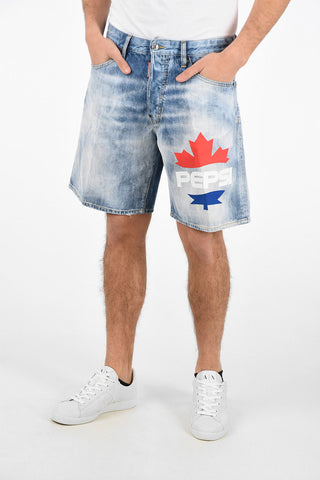 PEPSI Vintage Effect Stonewashed Shorts