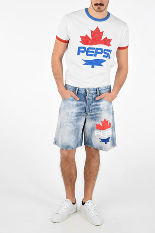 PEPSI Vintage Effect Stonewashed Shorts