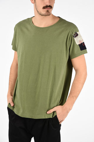 GREG LAUREN T-Shirt Girocollo Oversize in Cotone Ricamato 