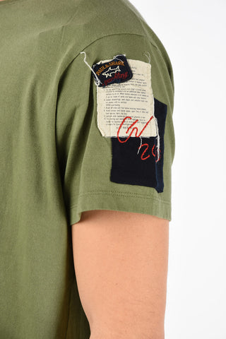 GREG LAUREN T-Shirt Girocollo Oversize in Cotone Ricamato 