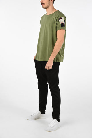 GREG LAUREN T-Shirt Girocollo Oversize in Cotone Ricamato 