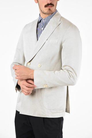 CC COLLECTION giacca doppio petto SW-FINITO in Cotone e Lino drop 8R due spacchi revers a lancia