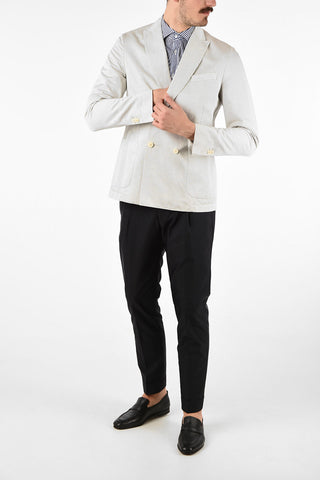 CC COLLECTION giacca doppio petto SW-FINITO in Cotone e Lino drop 8R due spacchi revers a lancia