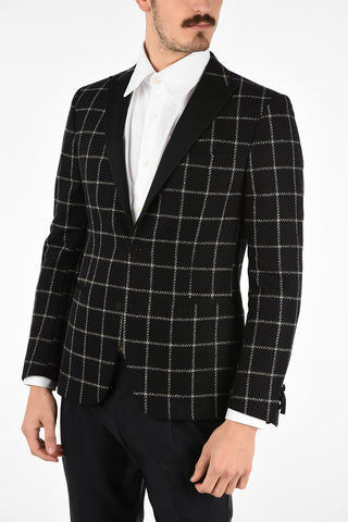 CC COLLECTION tattersall check RESET side vents peak lapel 2-button blazer drop 8R