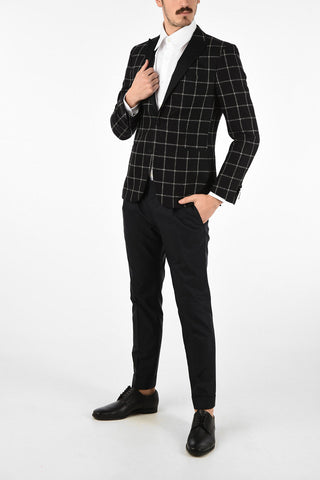 CC COLLECTION tattersall check RESET side vents peak lapel 2-button blazer drop 8R